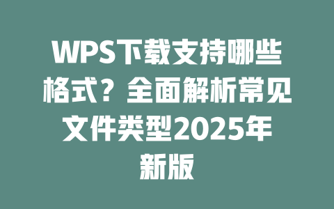 WPS下载支持哪些格式?全面解析常见文件类型2025年新版 二
