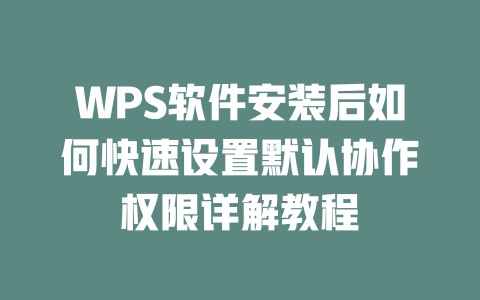 WPS软件安装后如何快速设置默认协作权限详解教程 二