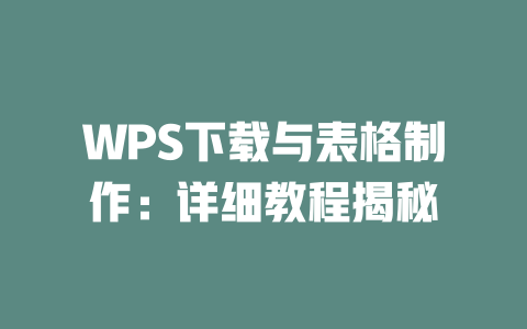 WPS下载与表格制作：详细教程揭秘 二