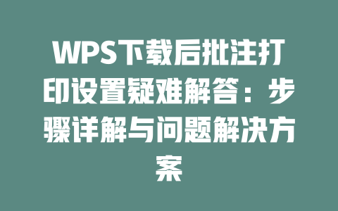 WPS下载后批注打印设置疑难解答：步骤详解与问题解决方案 二