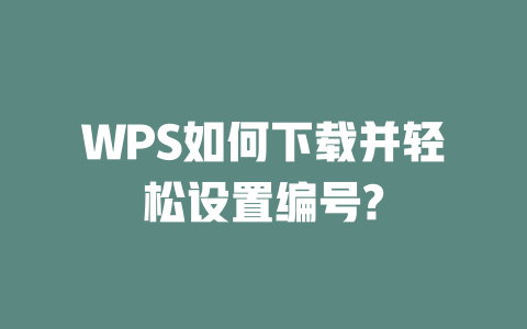 WPS如何下载并轻松设置编号? 二