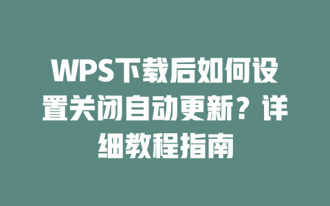 WPS下载后如何设置关闭自动更新?详细教程指南 二