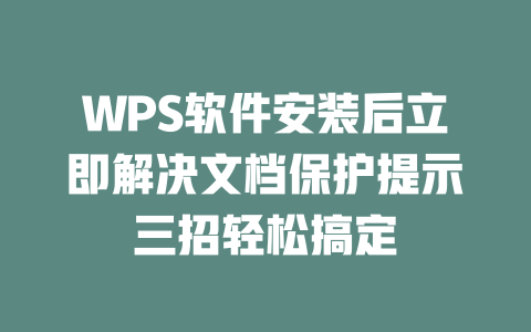 WPS软件安装后立即解决文档保护提示三招轻松搞定 二