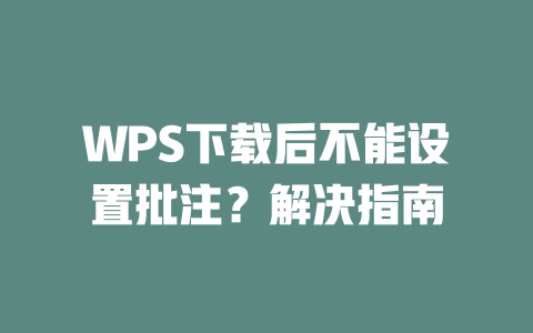 WPS下载后不能设置批注?解决指南 二