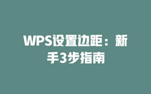WPS设置边距:新手3步指南 二