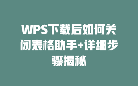 WPS下载后如何关闭表格助手+详细步骤揭秘 二